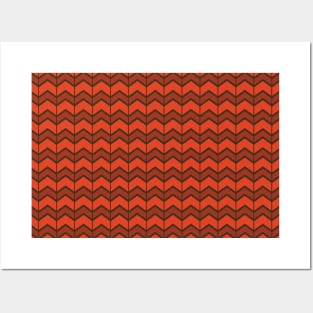 Chevron Zigzag Geometric Pattern Orange Posters and Art